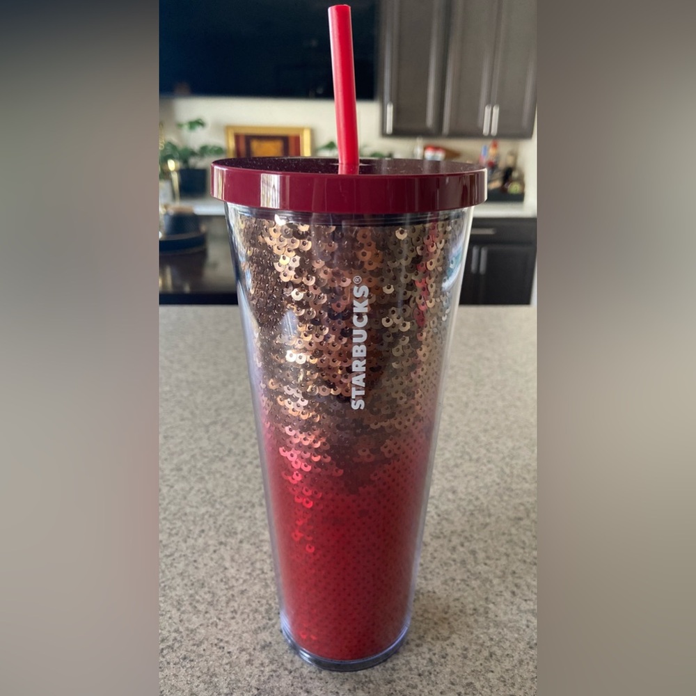 Starbucks 2018 Red Ombre Sequins Holiday Tumbler